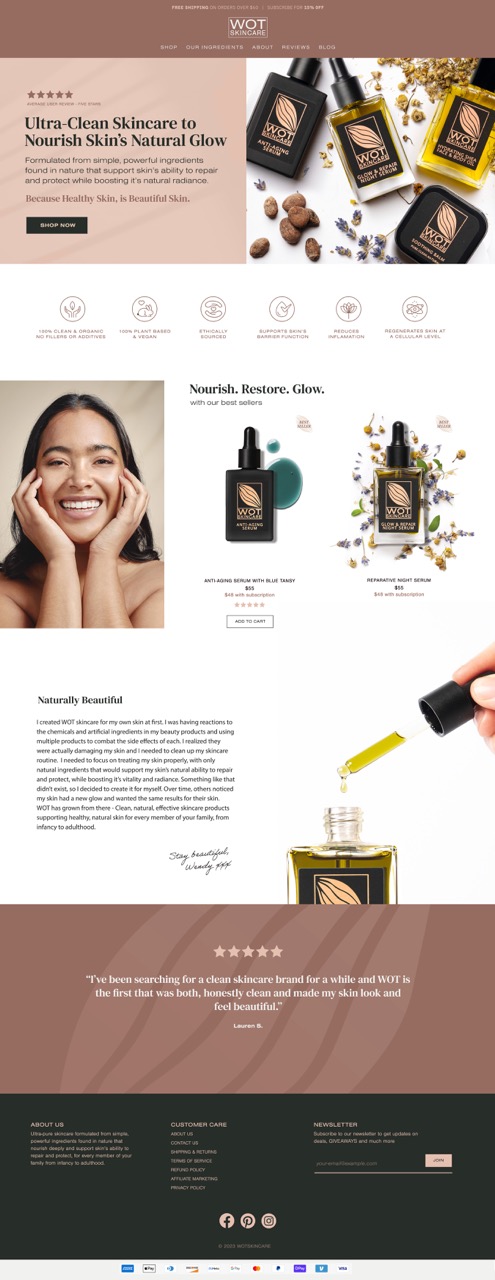 WOT Skincare - Branding + Photography + Positioning + Strategy + Social + Email + eCommerce