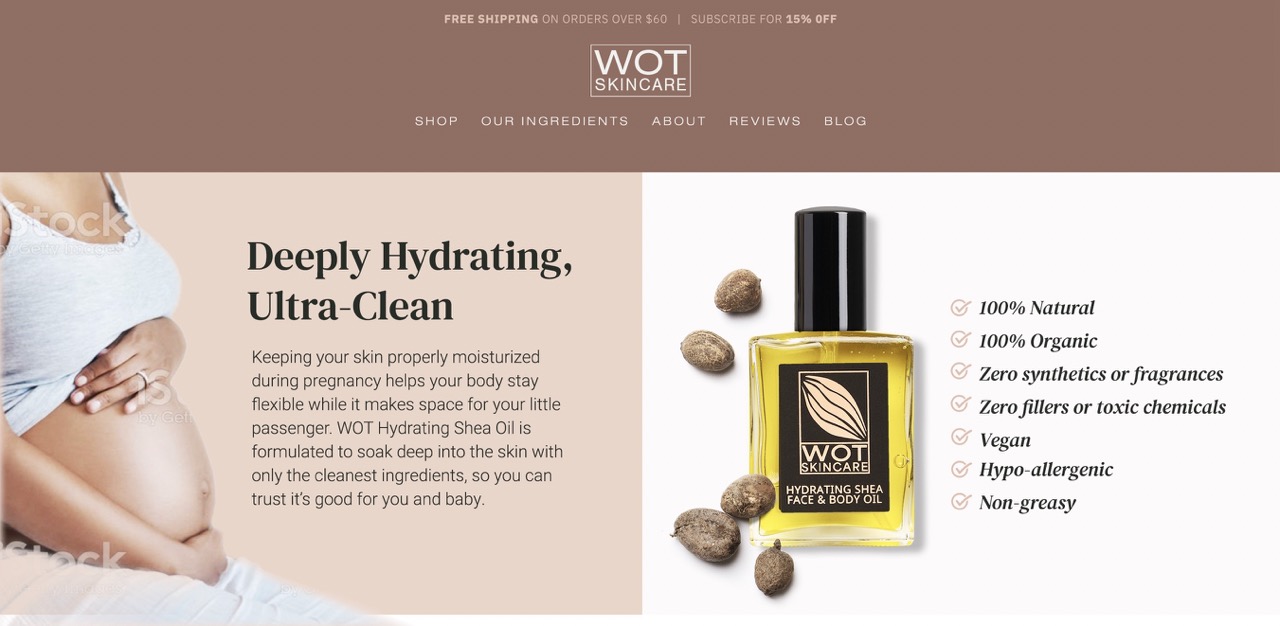 WOT Baby Pregnant New Mom landing page